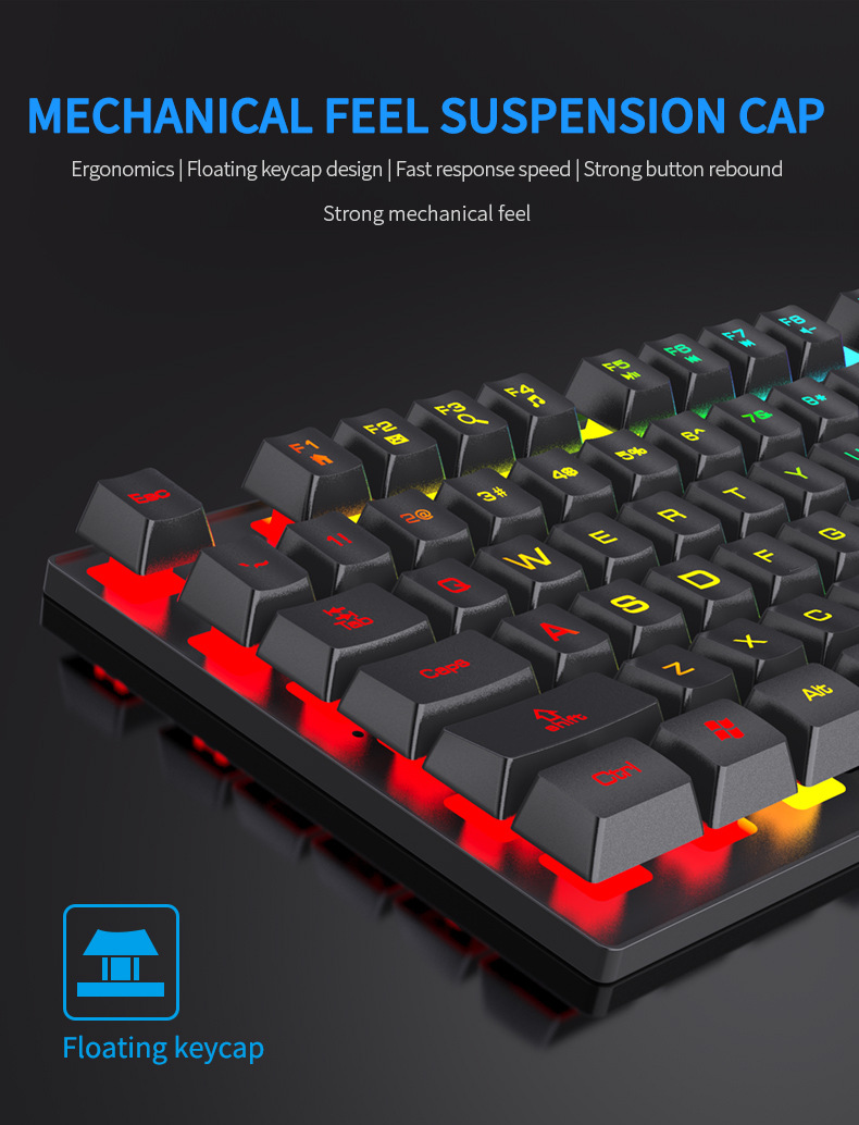 Keyboard Mouse Bundle Gaming - Механическая клавиатура с подсветкой на 104