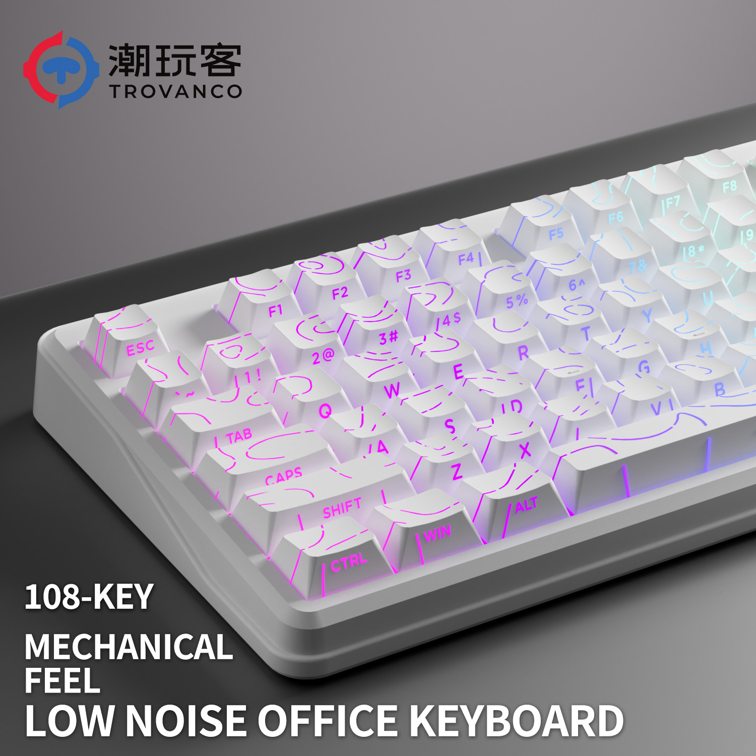 Gaming Keyboard No Noise - Проводная и беспроводная клавиатура V108 Pro