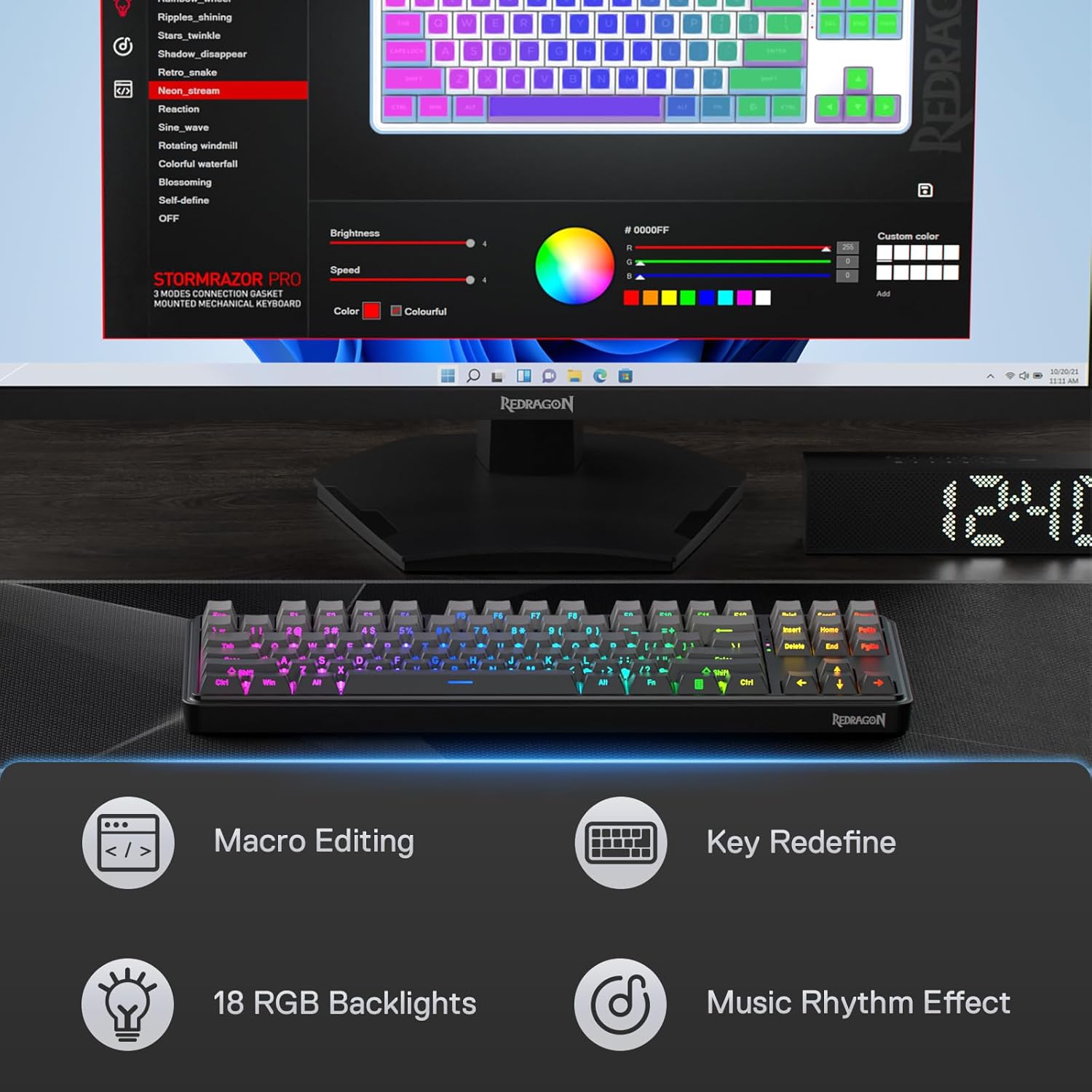 Redragon K707 PRO GB, 80% прок – обзор и цена Gaming Keyboard No Noise